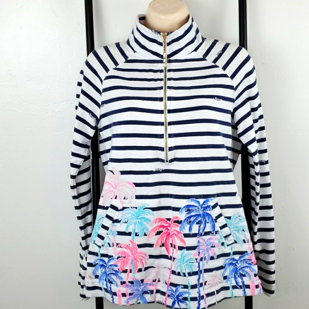 Lilly Pulitzer Quarter Zip Sweatshirt Women's S Long Sleeve Pocket Pullover